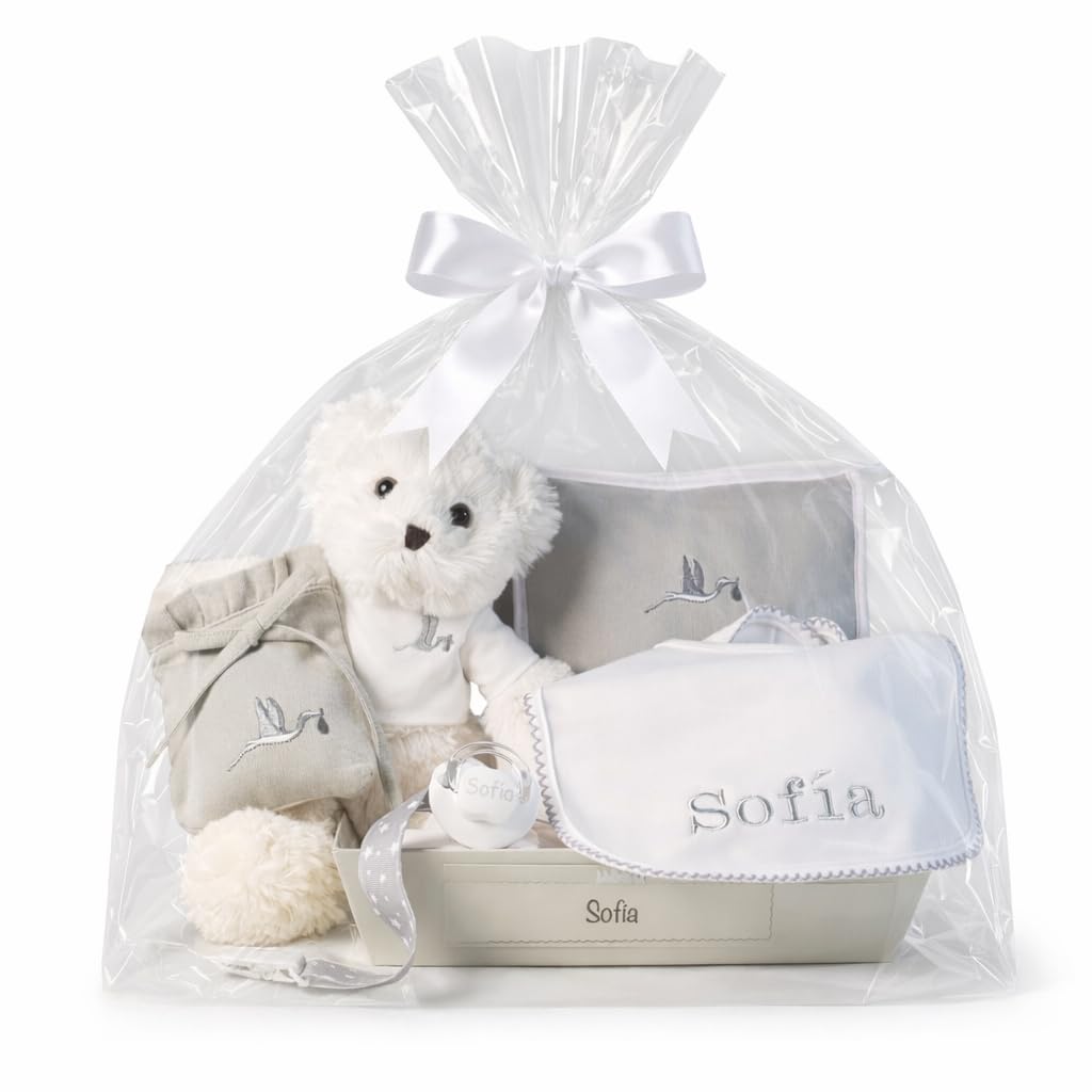 Cesto per neonati personalizzato | cesto completo di qualità | per neonati | set regalo per bambino/ragazza | presentazione di lusso | ideale per regalo | baby shower | BebeDeParis