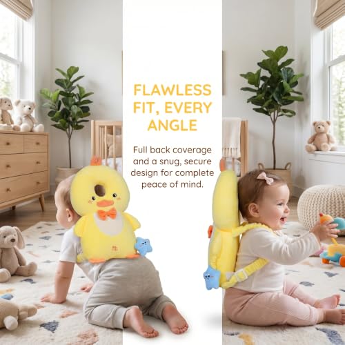 Image of Baby Head Protection Backpack - Soft Lightweight Fall Cushion for Toddlers During Crawling & Walking, Helps Ease Impact from Backward Tumbles(Yellow Chick)