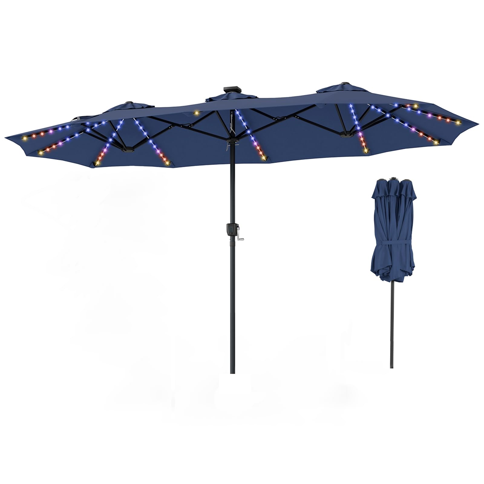 TANGZON 4.4 m Double Garden Parasol with 144 LED Lights