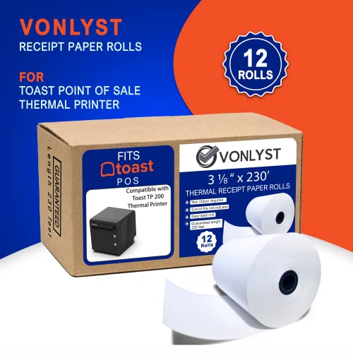 Thermal Printer Paper Rolls for Toast TP200 POS Printer (12 Rolls)