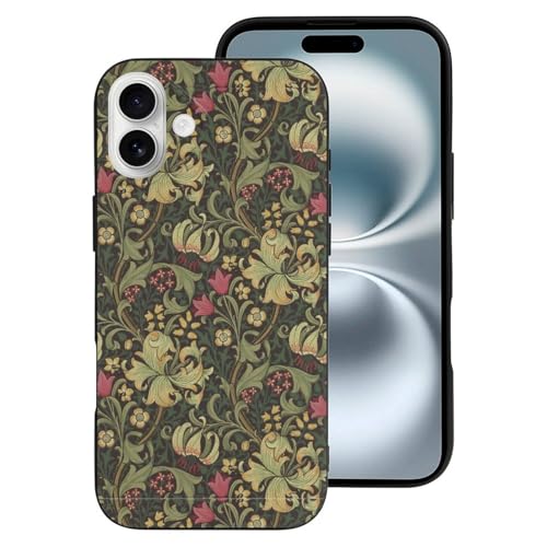 William Morris �E�B���A���E�����X �ԕ� iPhone16Plus�Ή��P�[�X �ϏՌ� TPU ���^ �A�C�t�H��16Plus�J�o�[ �y�� ���菝�h�~ �X�}�z�P�[�X �l�C �L�����N�^�[ Case