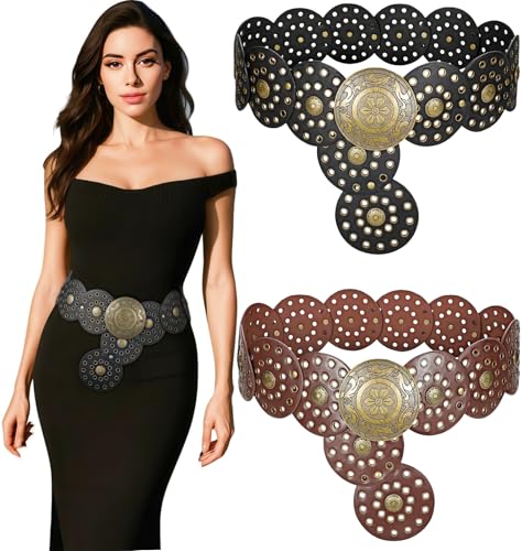 Listado de Faldas de Vestir para Dama del mes. 41 Cinturones para Mujer, Cinturón de Disco Bohemio Cinturones para Dama, Cinturón Cintura Cosplay Ajustable, Vintage Estilo Clásico Cinturón de Ancho para Decorativo Vestido...