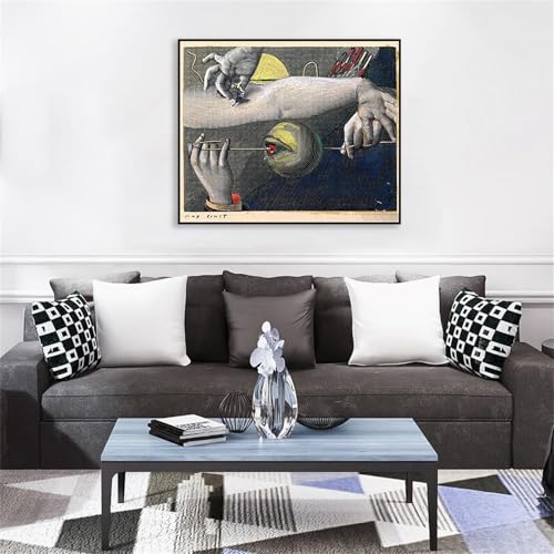 Peinture Huile sur toile Max Ernt de qualité supérieure avec cadre noir pour salon élégant