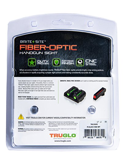 Truglo Fiber-Optic Front And Rear Handgun Sights For Glock Pistols, Glock 20, 21, 25, 29, 30, 31, 32, 37, 40, And 41, Black, One Size (Tg131G2) #TOP4