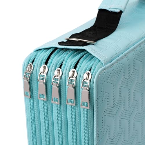 Image of Large Capacity Colored Pencil Case - 500 Individual Slots PU leather with Zipper Closure Portable Organizer for Watercolor Pencils Ideal for Artists(Green)