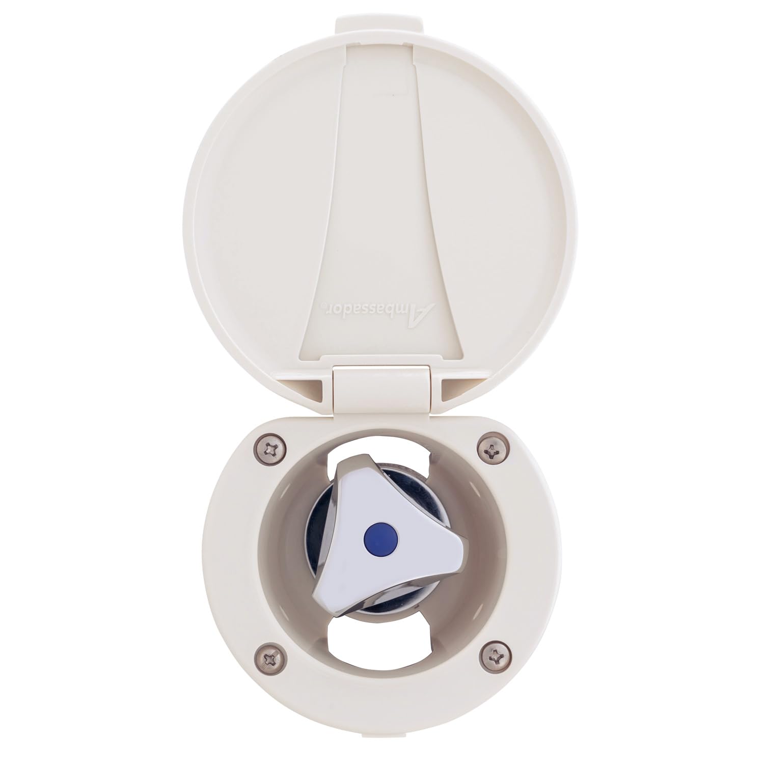 Ambassador Marine Trinidad- Recessed Control Valve (Cold Only), Warm White Cup & Lid, Chrome Trinidad Handle - 136-0209-CW-W