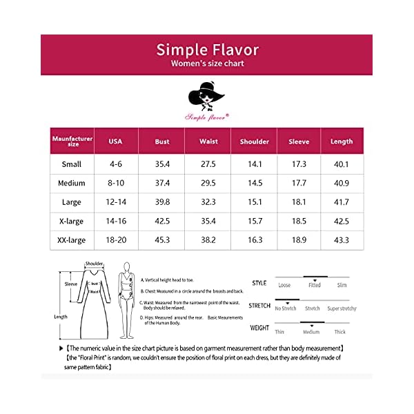 Simple-Flavor-Womens-Floral-Vintage-Dress-Elegant-Midi-Evening-Dress-34-Sleeves Simple Flavor Women's Floral Vintage Dress Elegant Midi Evening Dress 3/4 Sleeves (Red, M)