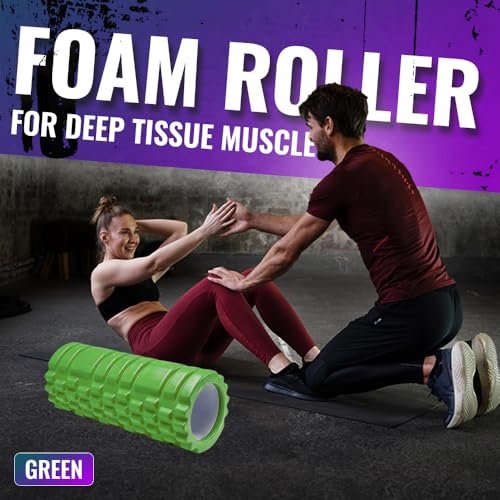 Foam Roller for Deep Tissue Muscle Massage | Fitness Gym Physio | Massage Roller for Legs, Back and Arms | Trigger Point Muscles Therapy | Lightweight | 33x14cm (Green) - Image 3