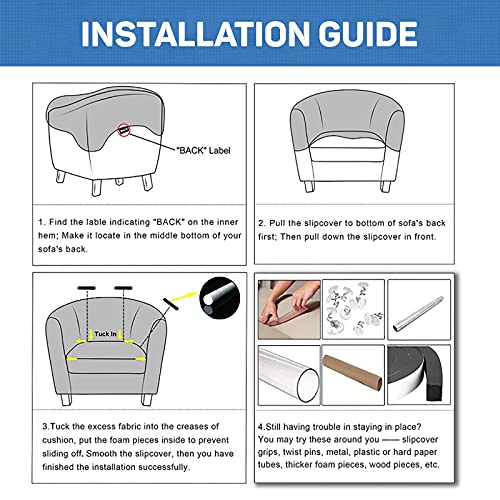 Jhld Jacquard Club Chair Slipcover, Microfiber Armchair Covers 1 Piece Stretch Tub Chair Covers Washable Furniture Protector For Counter Living Room Bathroom-Navy- Club Chair #TOP5