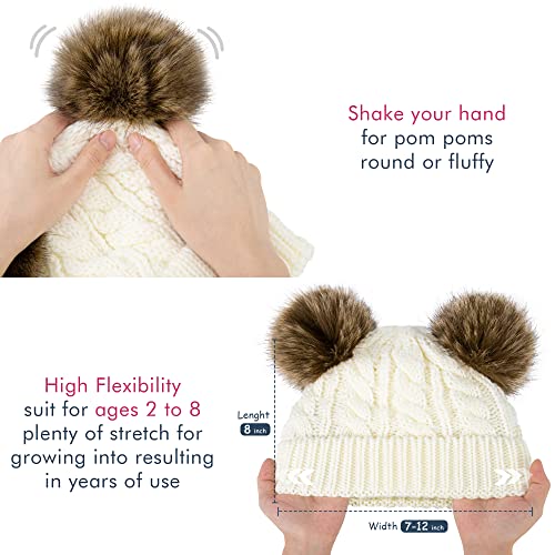 Image of Simplicity Warm Kids Boys Girls Winter Hat with Pompom Ears Elastic Knitted Toddler Beanie Hats for Girls Boys