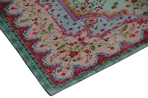 Rozenkelim Badmat | Badmat voor uw douche of bad | Machine wasbaar 70% polypropyleen, 30% katoen (pastel, 90cm x 70cm, 5… - Image 5