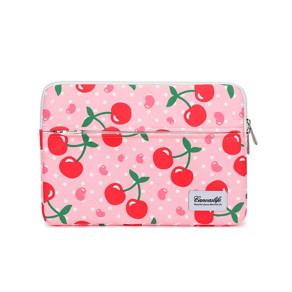 Canvaslife Pattern 13 inch Canvas Laptop Sleeve with Pocket 13 inch 13.3 inch Laptop 13 case13 Sleeve (Cherry)