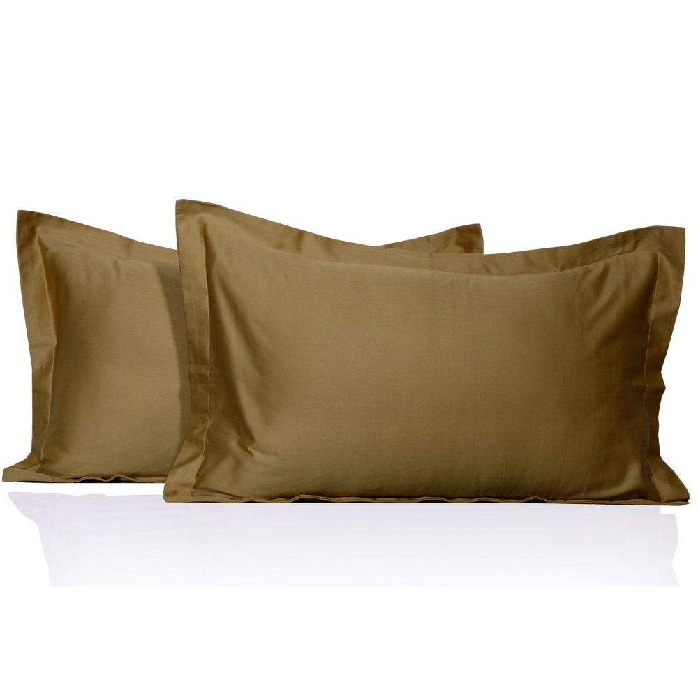 Furnish Homes 650 Thread Count 2 Piece Pillow Shams 100% Egyptian Cotton Solid Pattern All Size & Colors (King, Gold)