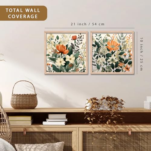 Image of kotart - Floral paintings for home decor, wall hanging frames for living room, bed room, office Set of 2 Multicolo Size- (10x10 inch, C)