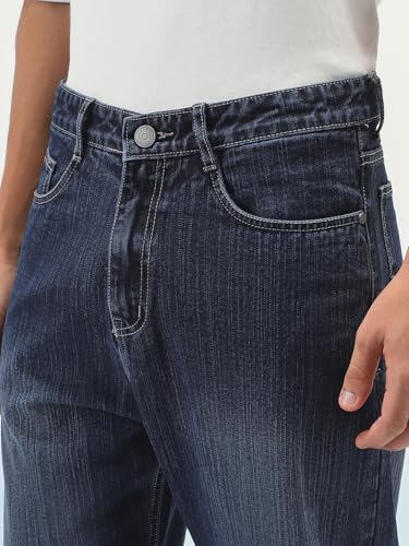 Image of Urbano Fashion Men's Loose Baggy Fit Washed Denim Jeans Non-Stretchable