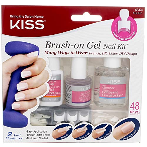 Kiss Brush-On Gel Nail Kit 48 Count Short Length (Pack of 2)