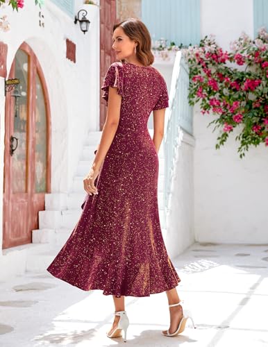 Image of BeryLove Womens Wedding Guest Dress Sequin Formal Dresses for Women | Stunning evening gowns for women suitable for prom homecoming bridesmaid and mother of the bride formal events