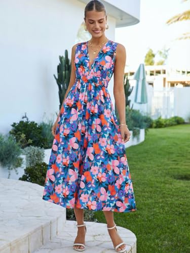 Image of Flessibili Women's Sleeveless Floral Maxi Dress 2026 Sundresses Spring Summer Wedding Guest