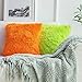 MIULEE Set of 2 Fall Luxury Faux Fur Throw Pillow Cover Deluxe Decorative Plush Pillow Case Cushion Cover Shell for Sofa Bedroom Car 18x18 Inch Orange Halloween