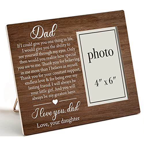 Zauly Dad Wooden Picture Frame Thank You Gift from Daughter, Sentimental Father Quote Wood Photo...