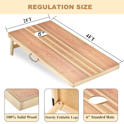 Image of Sportdo 4x2 ft Solid Wood Cornhole Set with 8 Bean Bags, Regulation Size Cornhole Board Set for Adults, Cornhole Game Set for Tailgate Backyard Toss Games Indoor&Outdoor Activities