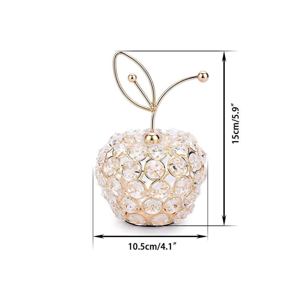 Adorno de fruta con forma de manzana de cristal brillante, escultura de fruta artificial, decoración de centro de mesa para mesa de comedor en casa, boda, fiesta de cumpleaños (dorado)