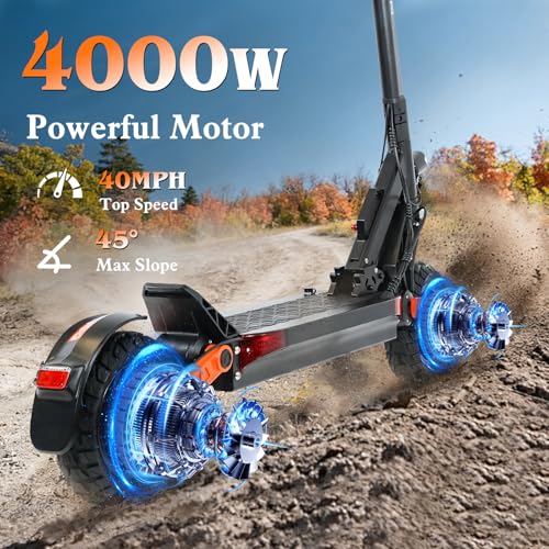 Image of Fast Electric Scooter Adults, 1200W /5600W Off Road E Scooter, 35 /50 Miles Long Range, 35 /50 MPH Top Speed, 10 /11 inch Tires, Foldable Kick Scooter for Adults and Teens with Dual Suspension