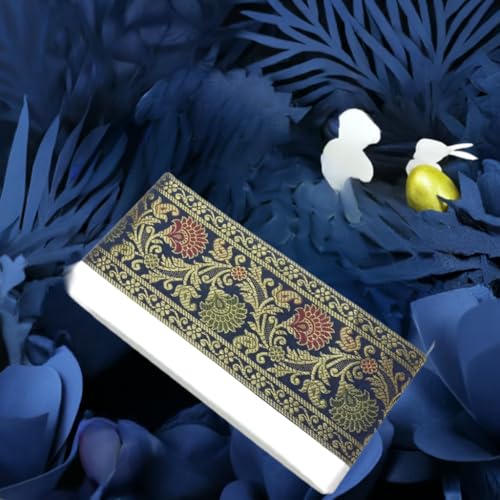 Image of Brocade Ethnic Work 9 Meter Laces and Borders Material for Dresses, Sarees, Lehenga, Suits, Blouses, Dupatta, chunri and Crafts (Navy Blue)
