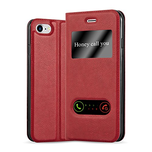 Cadorabo Custodia Libro per Apple iPhone 7 / 7S / 8 / SE 2020 in ROSSO ZAFFERANO - con Funzione Stand e Chiusura Magnetica - Portafoglio Cover Case Wallet Book Etui Protezione