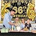 66th Birthday Decorations Men Women with 66th Birthday Banner, Black and Gold Table Cloth, Number Balloons, Sash, Cake Topper and Candles