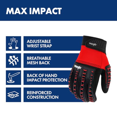 Wrangler Performance Men’s Max Impact Work Gloves – Large, Full Back Impact Protection, Reinforced Palm, Breathable, Durable for Construction, Demolition, Heavy-Duty Work - image 3