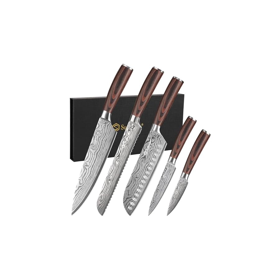Sunnecko Kitchen Knife Set 5 Piece Chef Knife Set