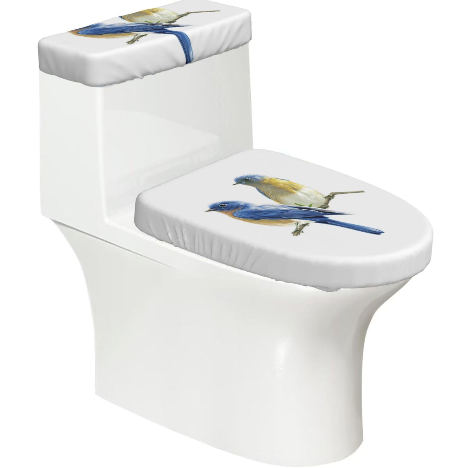Two Birds Print Bathroom Decor Toilet Lid Cover And Tank Covers, Restroom Accessories Fits Most Round