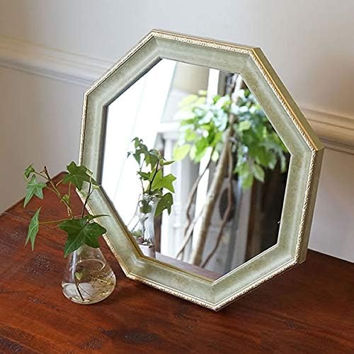 八角ミラー ヴィンテージ 壁掛け&卓上鏡 八角形 フレーム 玄関 鏡 (緑 グリーン) Mサイズ - 画像 (2)
