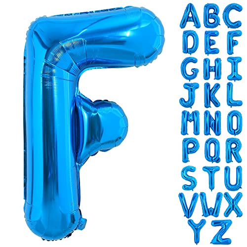 Grand Ballon Bleu F - Lettre de 40 Pouces en Hélium, Feuille d'Aluminium Film Polyester pour Fête d'Anniversaire et Saint-Valentin