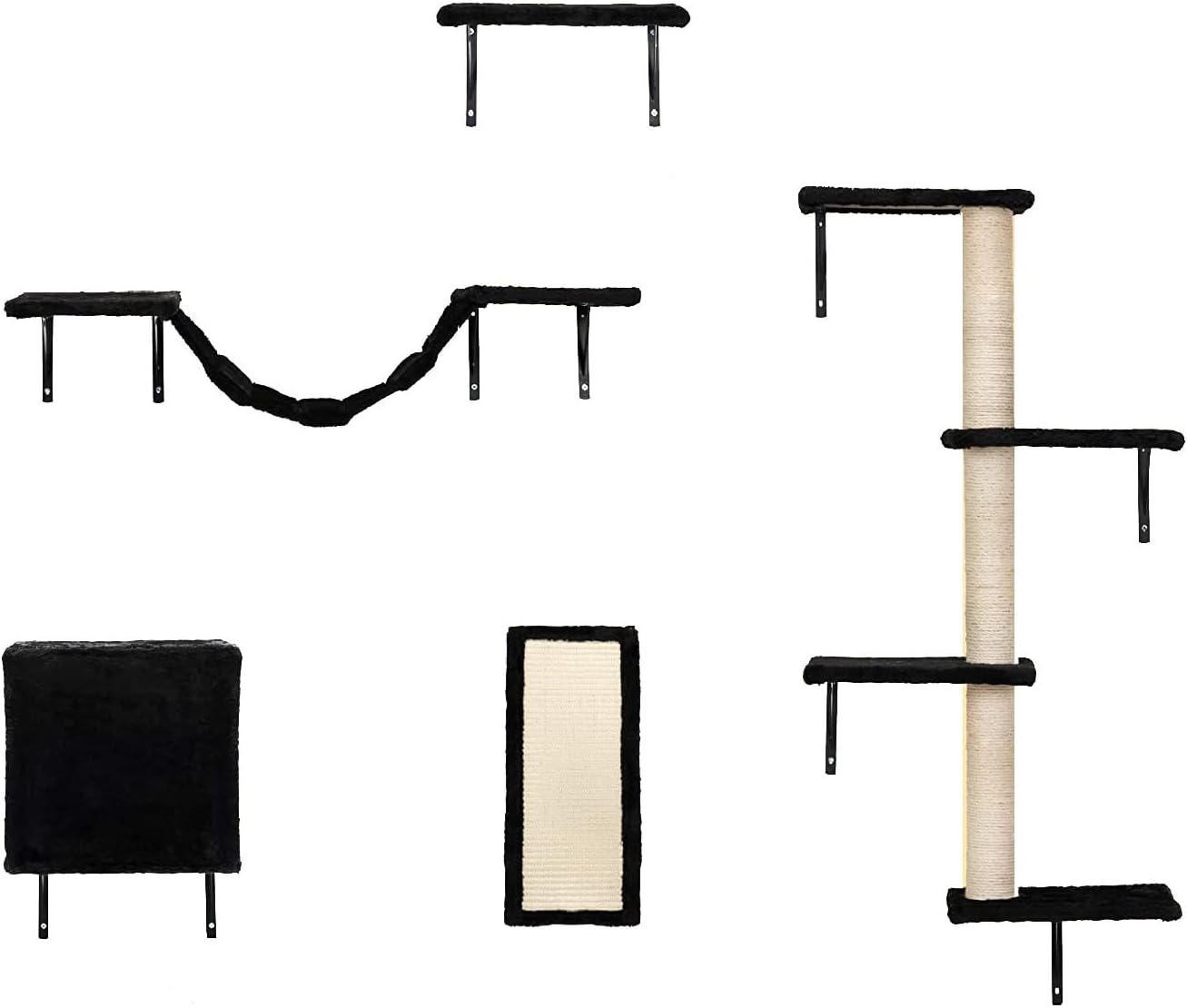 5 Pcs WallMounted Cat Climber Set, Wood Indoor Cat Furniture with Cat