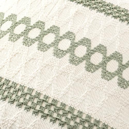 MIULEE Set of 2 Sage Green Boho Decorative Pillow Covers 18x18 Inch Farmhouse Rustic Couch Throw Pillows Modern Summer Cotton Cushion Covers Retro Cute Macrame Woven Home Decor for Bed Sofa Chair - Image 5