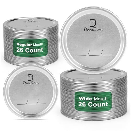 DevnDevn 52 pcs Canning Lids, Regular & Wide Mouth Mason Jar Lids Set, Canning Jar Lids for Ball & Kerr, Redefining Leak-Proof with Perfect Airtight Seal, Compatible with Electric Vacuum Sealers