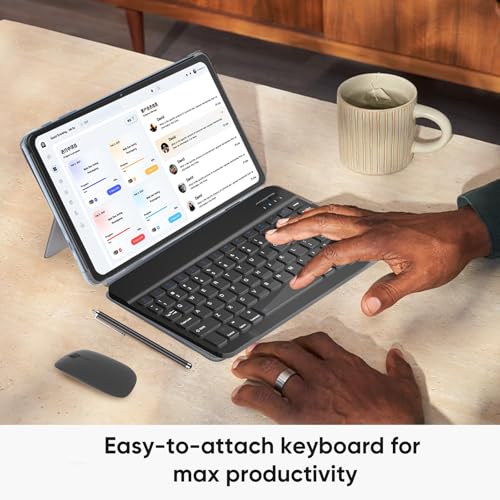 Image of TUOHAITIME Android 15 Tablet, 10inch Tablet Bundle with Keyboard Case, Blue | 12GB+64GB+1TB Expand, Stylus Pen, Octa-core CPU, Dual Camera, WiFi6, 6000mAh Battery+18W Fast Charge, Support Face Unlock,