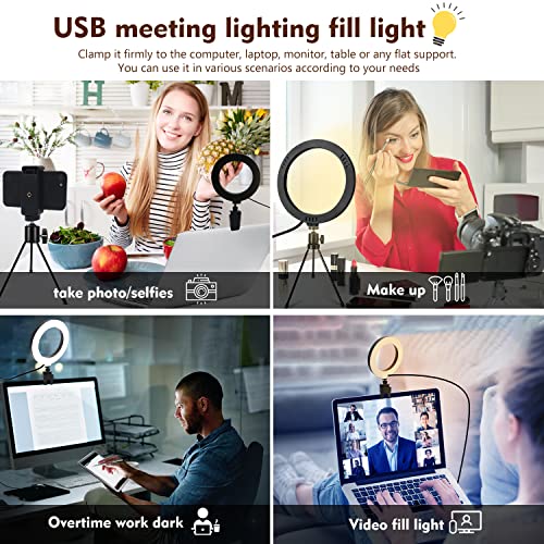 Onite Ringlicht Laptop, 6,3'' Selfie Licht mit Handy Stativ & Clip, LED Ring Light 3 Lichtfarben+10 Helligkeiten 360… – Bild 5