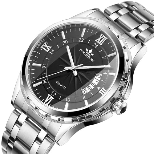 Image of Oligitdi Men's Watches Fashion Luxury Waterproof Date Functional Wrist Watch Quartz Wristwatches for Stainless Steel Band (Black)