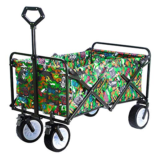 Preisvergleich Produktbild BTSTC Klappgartenwagen / Campingwagen / Breitreifen + Doppelbremse / Tragkraft: 88 * 58 * 35 cm / Tragkraft: 100 Kg / Green Camouflage