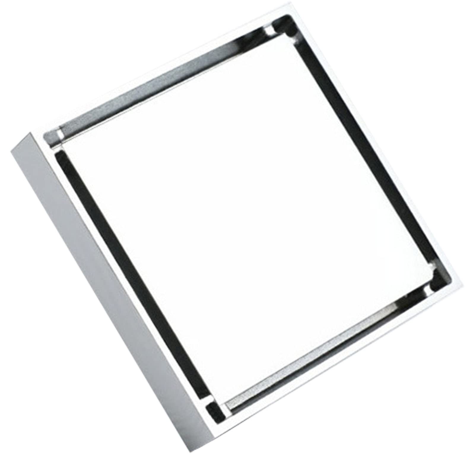 4 Inch Invisible Floor Drains with Tile Insert, Suqare Shower Drianer, Stainless Steel Shower Floor Drain with Removable Screens, Aoviod Orodor Bathroom Floor Drain for Kitchen Bathroom(Brushed)