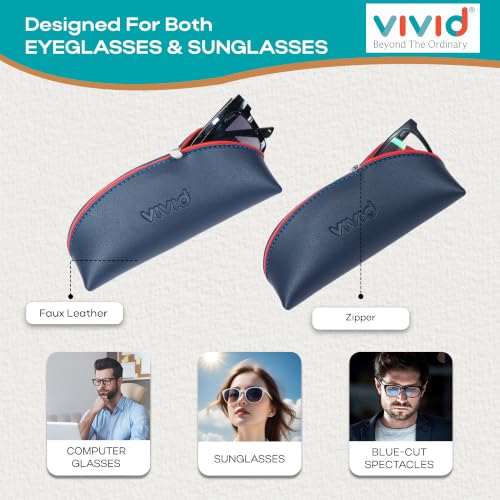 Image of VIVID Unisex Lightweight Specs Zipper Eyewear Dabbi Faux Leather Cover