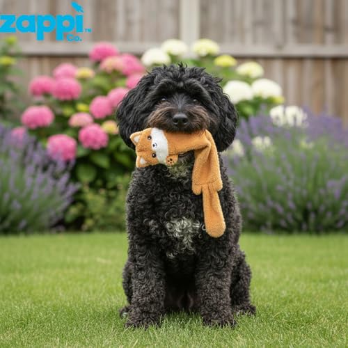 Zappi Co Quietschendes Knisterspielzeug für Hunde, kein Stopfen, 2er-Pack: Eichhörnchen und Otter – langlebiges Plüsch-Kauspielzeug für kleine, mittelgroße Hunde