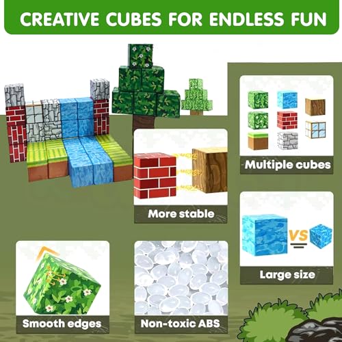 Image of Kidology 48PCS Magnetic Blocks | Build Mine Magnet World Magic Portal Set - STEM Magnetic Tiles Building Blocks Toy for Toddlers | Creative Sensory Outdoor Learning Toy for Kids Ages 3+