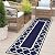 GENIMO 2.5' x 8' Outdoor Rug Waterproof for Patio Decor, Foldable Reversible Plastic Straw Area Rugs Mat for Runner Porch, Outside Carpet for Rv, Deck, Picnic, Beach, Balcony, Camper, Blue & White