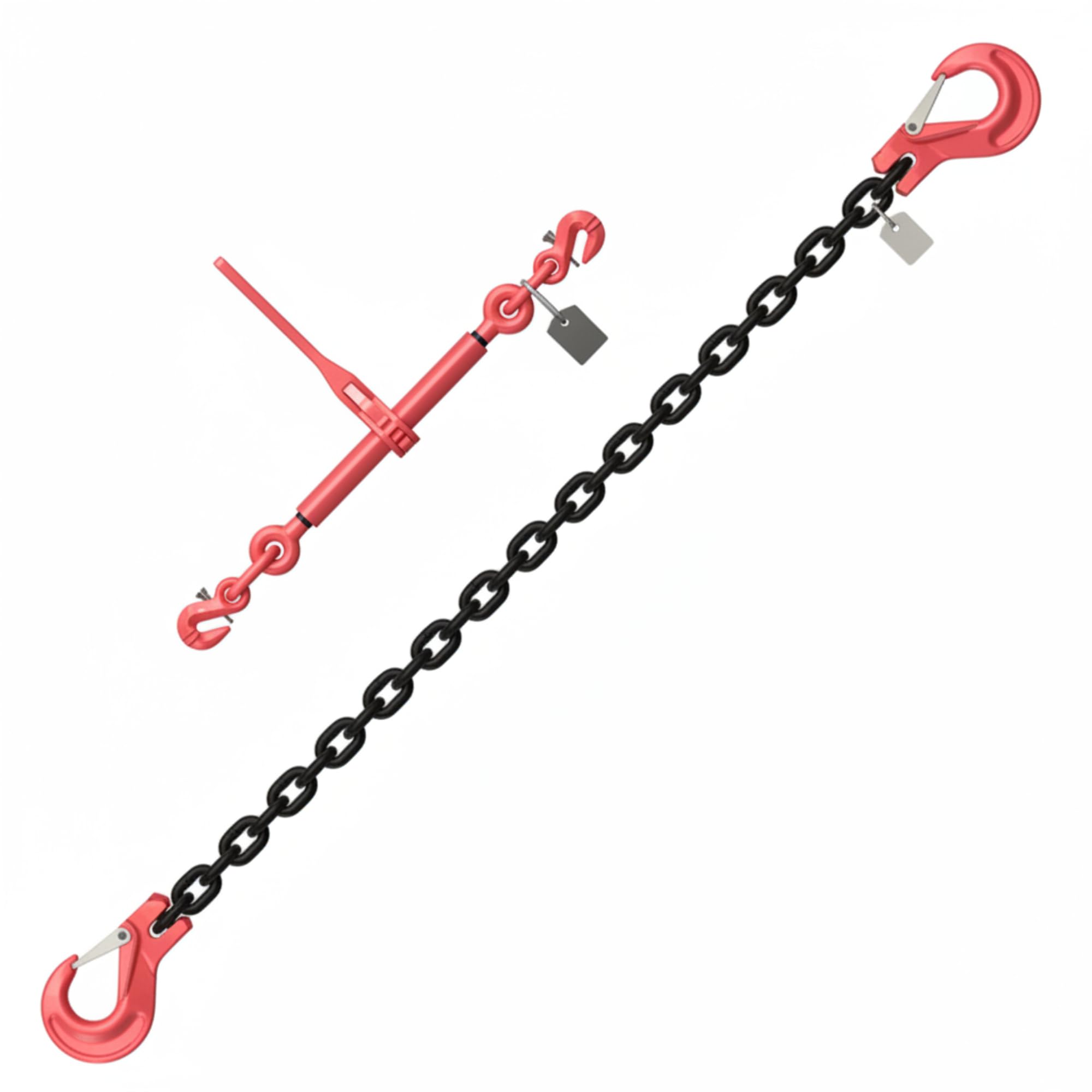 Zurrkette 2-teilig schwarz GK8 | Ratschenlastspanner | EN 12195-3 | 6mm 8mm 10mm | Ladungssicherung (1m - 6mm schwarz)