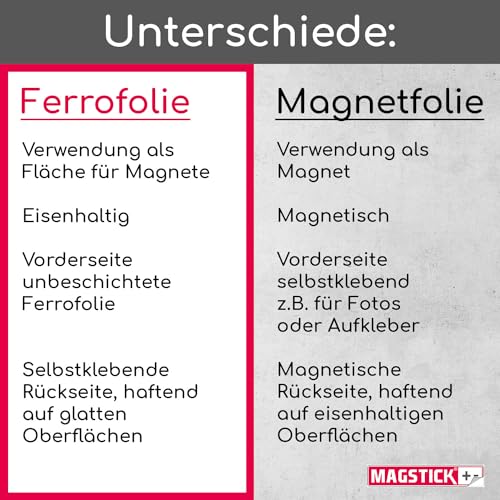 Magstick 3er Set DIN A4 Ferrofolie selbstklebend I Eisenhaltige Folien roh unbeschichtet DIY I Flexibler Haftgrund für Magnete I mag004