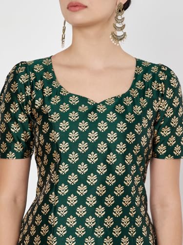 Image of studio rasa Women's Silk Blend Hand Block Printed Top for Wedding Festive Party